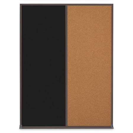 United Visual Products Single Door Radius Corkboard, 36"X36", B UV8002-BRONZE-PEARL